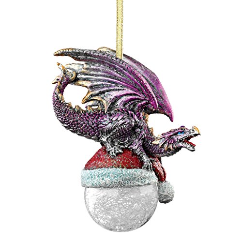 Christbaumschmuck - Nordpol Weihnachtsmütze Drache Feiertags-Verzierung - Snowflake Dragon Ball Ornament von Design Toscano