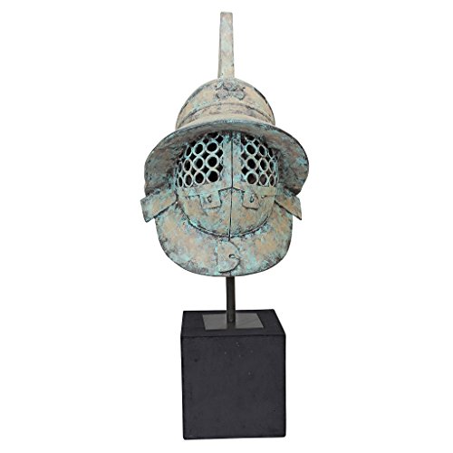 Design Toscano Pompeii Antiker römischer Gladiatoren-Helm aus Pompei, Skulptur, Metall, Grün, 37 x 29 x 73.5 cm von Design Toscano