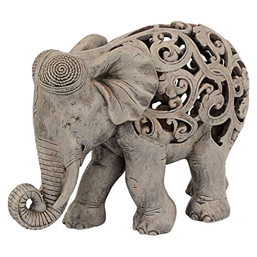 Design Toscano Anjan der Elefant indische Deko Jali Tierstatue, 30.5 cm, Gotischer Stein von Design Toscano