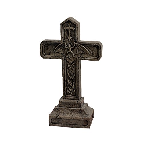 Design Toscano Balkan Vampirblut Halloween Grabstein Gothic-Gartendekor Friedhofstatue, Polyresin, steingrau, 61 cm von Design Toscano