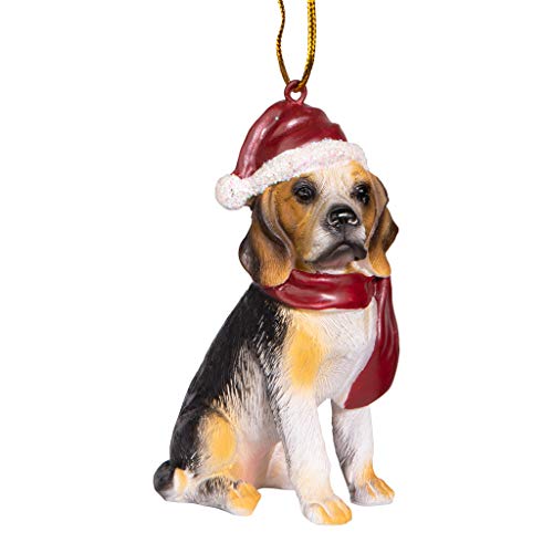 Design Toscano Beagle Festlicher Hund Weihnachtsbaumornament Weihnachtsdeko, Polyresin, vollfarbe, 8 cm von Design Toscano