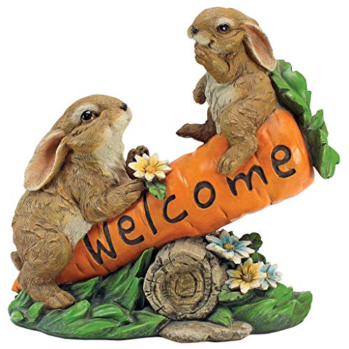 Design Toscano Bunny Bunch Welcome-Schild, Beige Design Toscano Bunny Bunch Welcome-Schild, Beige von Design Toscano