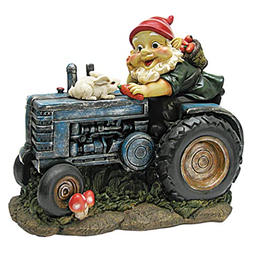 Design Toscano Bunny auf dem Traktor, Gartenzwerg, 18 x 12 x 25,5 cm von Design Toscano