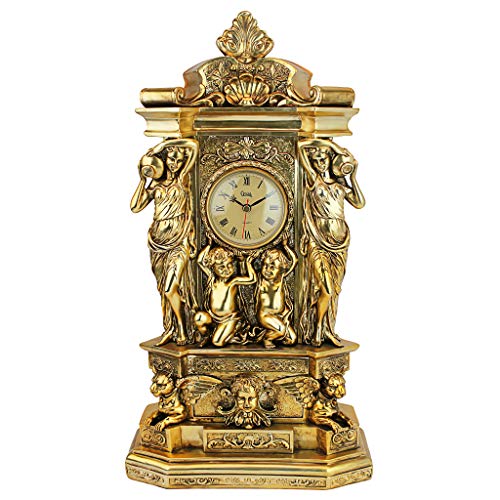 Design Toscano Chateau Chambord Klassische Kaminsimsuhr, Polyresin, gold-finish, 51 cm von Design Toscano