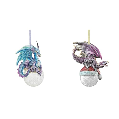 Design Toscano Christbaumschmuck, Frost die gotische Drache-Feiertags-Verzierung - Snowflake Dragon Ball Ornament & Christbaumschmuck - Nordpol Weihnachtsmütze Drache Feiertags-Verzierung von Design Toscano
