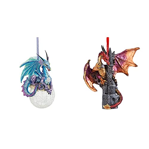 Design Toscano Christbaumschmuck, Frost die gotische Drache Feiertags Verzierung Snowflake Dragon Ball Ornament & Christbaumschmuck Sansibar die gotischen Drachen auf Schloss Feiertags Verzierung von Design Toscano