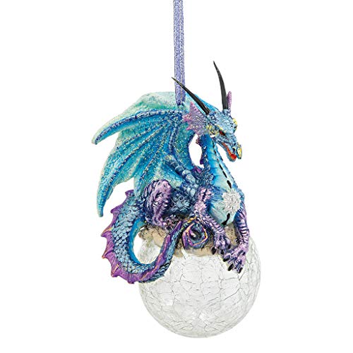 Design Toscano Christbaumschmuck, Frost die gotische Drache-Feiertags-Verzierung - Snowflake Dragon Ball Ornament von Design Toscano