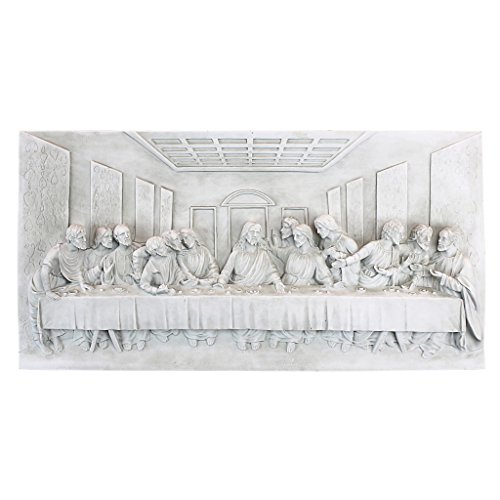 Design Toscano Das letzte Abendmahl Wandskulptur, Polyresin, Antikes Steingrau, 58 cm von Design Toscano