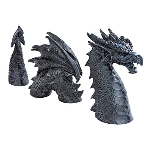 Design Toscano Der Drachen des Falkenbergschlosses Moat Gartenstatue, Polyresin, Steingrau, 71 cm Total von Design Toscano