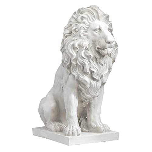 Design Toscano Der Wachlöwe von Firenze Tierstatue, Polyresin, Antikes Steingrau, 71 cm von Design Toscano