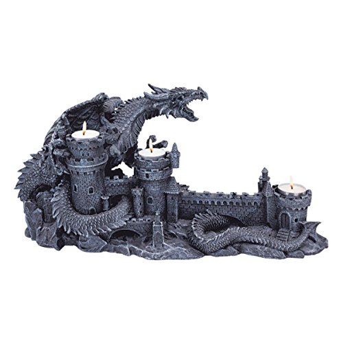 Design Toscano Der Zorn des Drachen Skulpturaler Kerzenhalter, Maße: 45.5 x 16.5 x 21.5 cm 2.25 kg von Design Toscano