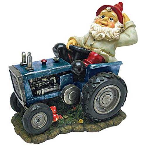 Design Toscano Der pflügende Pete auf seinem Traktor, Gartenzwerg von Design Toscano
