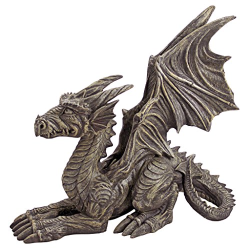 Design Toscano Desmond der Drache Gothic-Dekostatue, Polyresin, steingrau, 41 cm von Design Toscano