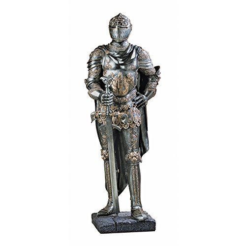Design Toscano Die Wache des Königs mittelalterliches Dekor Ritterrüstung Gothic Statue, Polyresin, Zinn, 99 cm von Design Toscano