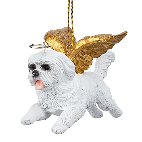 Design Toscano - Ehren Die Pooch Malteser Feiertags-Engels-Hundeornamente - Weihnachtsbaumschmuck - Weiß - Stein Harz - Hängend - 1 Stück Design Toscano - Ehren Die Pooch Malteser Feiertags-Engels-Hundeornamente - Weihnachtsbaumschmuck - Weiß - Stein Harz - Hängend - 1 Stück von Design Toscano