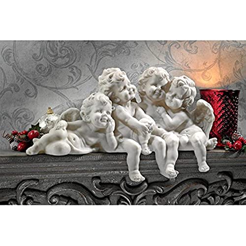 Design Toscano Figur Puttenkonklave Sitzende Engel, silber, 14 x 45,5 x 30,5 cm, SH380151 von Design Toscano