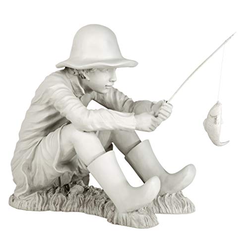 Design Toscano Fischermann Gartenstatue, Polyresin, zweifarbig stein, 43 cm von Design Toscano