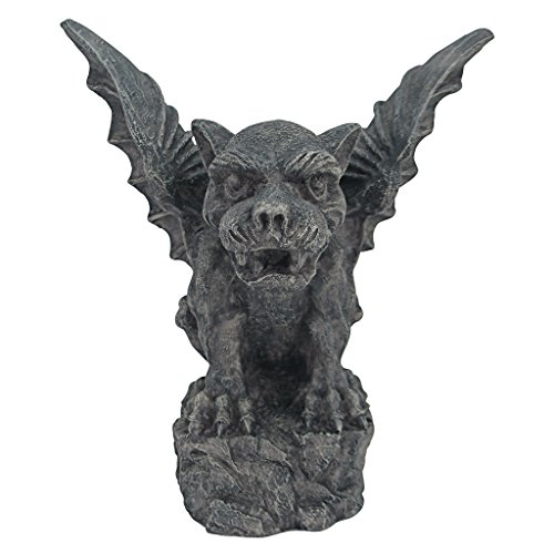 Design Toscano Florentiner Gargoyle Gothic-Dekostatue, Polyresin, Steingrau, groß 30 cm von Design Toscano