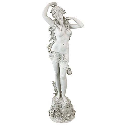 Design Toscano Frühlingserwachen Klassische Frau Gartenstatue, Polyresin, antikes steingrau, 102 cm von Design Toscano