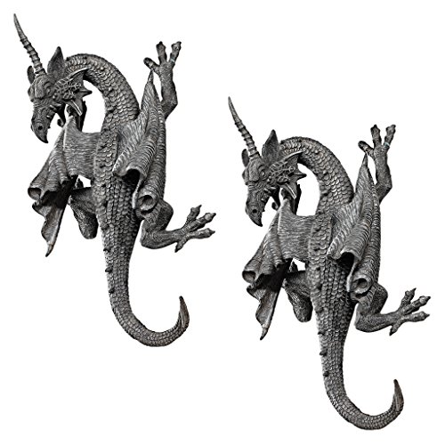 Design Toscano Gehörnter Drache von Devonshire, Wandfigur: 2er-Set von Design Toscano