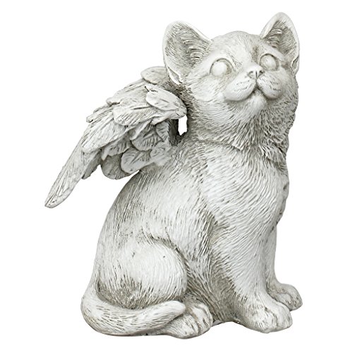 Design Toscano Geliebter Freund, Tier-Grabfigur Katzenengel, Mittelgroß, Kunstharz, Elfenbein, 9 x 11.5 x 14 cm von Design Toscano