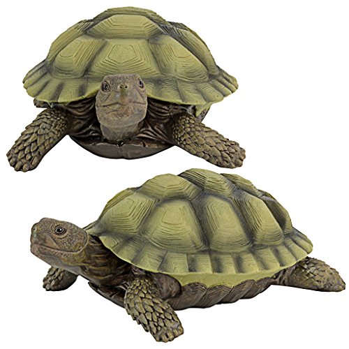 Design Toscano Gilbert, die Boxschildkröte Gartendeko Tierstatue, Polyresin, Vollfarbe, 22,75 cm, 2er Set von Design Toscano