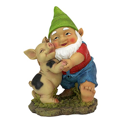 Design Toscano Glücklich wie EIN Schwein im Slop-Gartenzwerg Statue - Rasenzwerg, Harz, Vollfarbe wirklichkeitsgetreu von Design Toscano