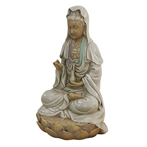 Design Toscano Göttin Guan Yin auf einer Lotusblume sitzend von Design Toscano