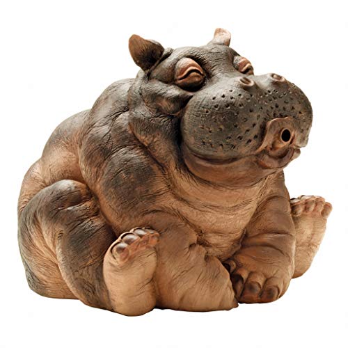 Design Toscano Hanna der Hippo Afrikanische Dejo Wasserspeierstatue, Polyresin, Vollfarbe, 25,5 cm von Design Toscano