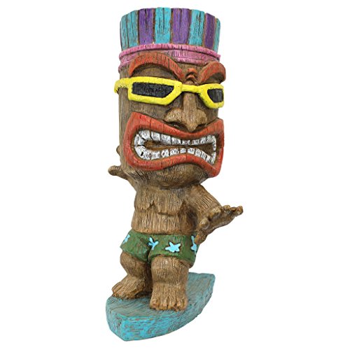 Design Toscano Kahuna Tiki Surfer Dude, Figur, Kunstharz, Mehrfarbig, 20.5 x 19 x 34.5 cm von Design Toscano