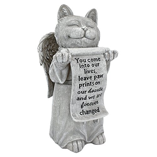 Design Toscano Katzenfigur „Paw Prints in Our Hearts“, grau, 12,5 x 12,5 x 25,5 cm, QL59385 von Design Toscano