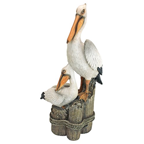 Design Toscano Küstendeko Ozeanpelikane Gartenvogelstatue, Polyresin, Vollfarbe, 61 cm von Design Toscano