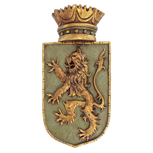 Design Toscano Mittelalterliches Schild Aufgerichteter Löwe, Wandskulptur von Design Toscano