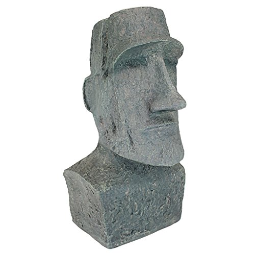 Design Toscano Osterinsel Ahu Akivi Moai Monolith Gartenstatue, Polyresin, steingrau, 33 x 31,8 x 62,2 cm von Design Toscano