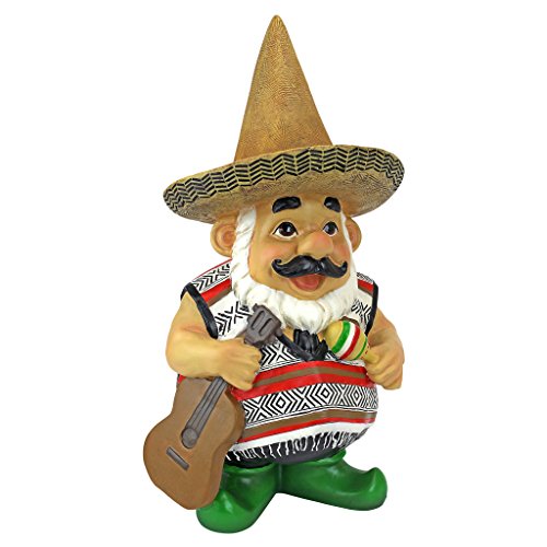 Design Toscano Pancho, der Mariachi-Gartenzwerg, Gartenfigur, Kunstharz, Mehrfarbig, 15 x 16.5 x 30.5 cm von Design Toscano