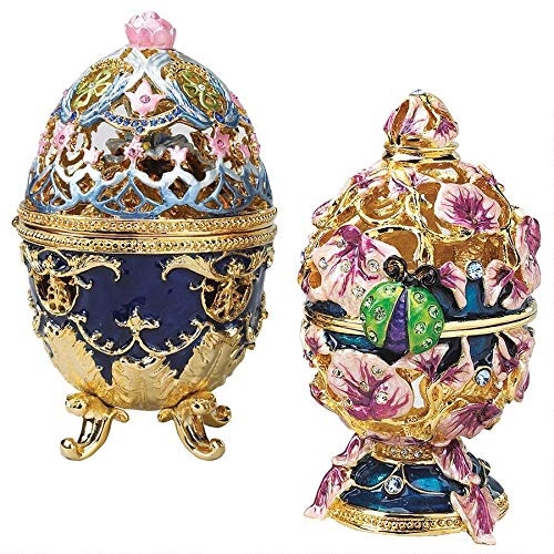 Design Toscano Sammlerobjekt Eier im Faberge-Stil Der königliche Garten, Set von Design Toscano