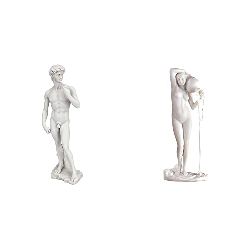 Design Toscano Statue David aus Marmor-Kunstharz, Maße: 7,5 x 11,5 x 30,5 cm & Die Quelle (1856) (La Sorgente), Figur aus kunstharzgebundenem Marmor von Design Toscano