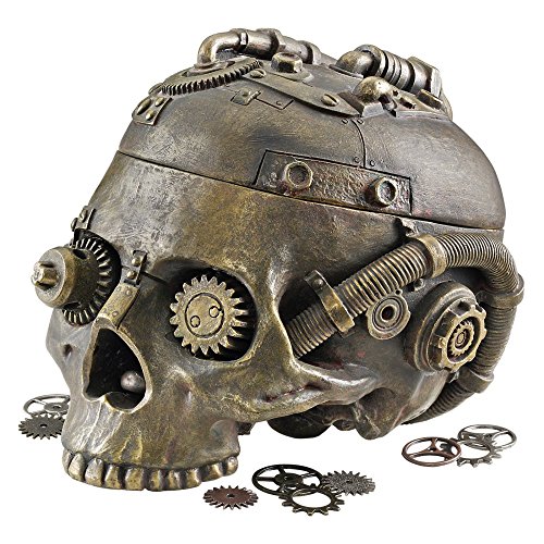 Design Toscano Steampunk Sicherheitsbehälter im Schädel-Design, Maße: 15 x 19 x 14 cm von Design Toscano