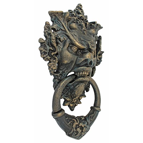 Design Toscano Vecchio-Blattmaske, Authentischer Bronze-Türklopfer, 38 cm, Grünspan von Design Toscano