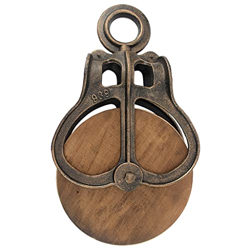 Design Toscano Vintage-Style Cast Iron and Wood Grande Wheel Farm Pulley, 14.5 Inches, Full Color von Design Toscano