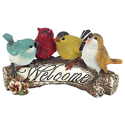 Design Toscano Vogel Willkommensschild Gartenvogelstatue, Polyresin, Vollfarbe, 25,5 cm von Design Toscano