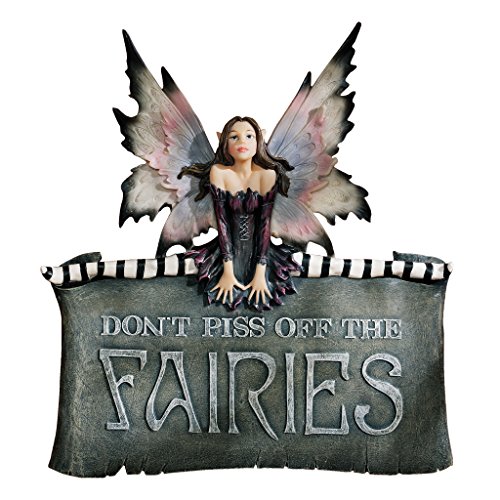 Design Toscano Wandschild mit "Don't Piss Off the Fairies", Maße: 25,5 x 5 x 28 cm von Design Toscano