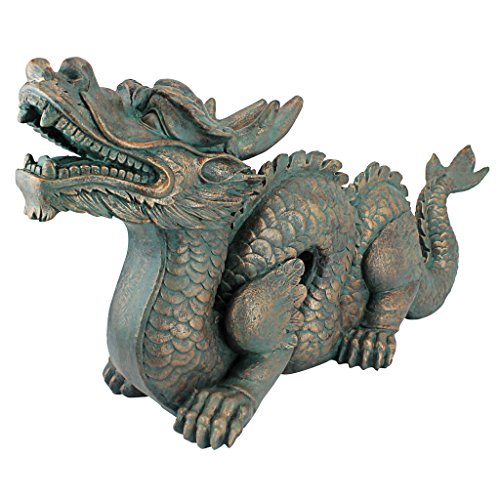 Design Toscano Wandskulptur Asiatischer Drache Mauer: Groß, Harz, Grün, 23 x 75 x 38 cm von Design Toscano