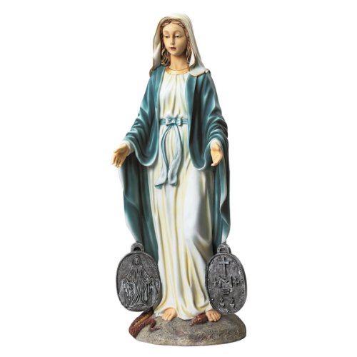 Design Toscano undertätige Medaille mit der Heiligen Madonna Gartenstatue, 20,5 x 24 x 58,5 cm von Design Toscano