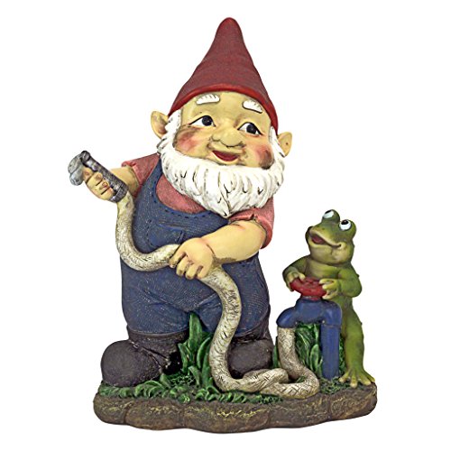 Gartenzwerg-Statue - Feuerwehrmann Franz und sein Frosch-Feuerwehr-Gartenzwerg - Rasenzwerg von Design Toscano