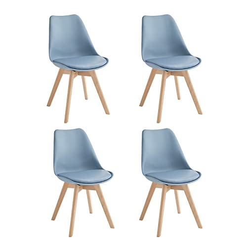 Design Twist Tommy Set aus 4 Stühlen, Holz, Maße: 52 x 48.5 x 82 cm Modern 48.5 x 52 x 82 cm , Blau Design Twist Tommy Set aus 4 Stühlen, Holz, Maße: 52 x 48.5 x 82 cm Modern 48.5 x 52 x 82 cm , Blau von Design Twist