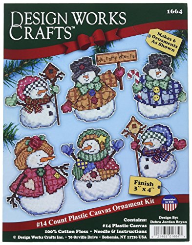 Design Works Crafts Kreuzstich Stickpackung Weihnachtsbaum-Dekoration Herzlich Willkommen Winter 6er Set, Zählmuster von Designworks Ink