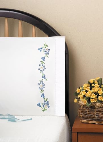 Design Works Blue Daisies, 20" x 30" Gestempelte Kissenbezüge zum Sticken, Blaue Gänseblümchen, Perlmutt, 76 x 51 cm (Pack of 1) von Designworks Ink