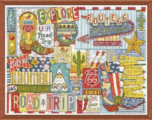 Design Works Crafts Kreuzstich Stickpackung Route 66, Zählmuster Design Works Crafts Kreuzstich Stickpackung Route 66, Zählmuster von Design Works