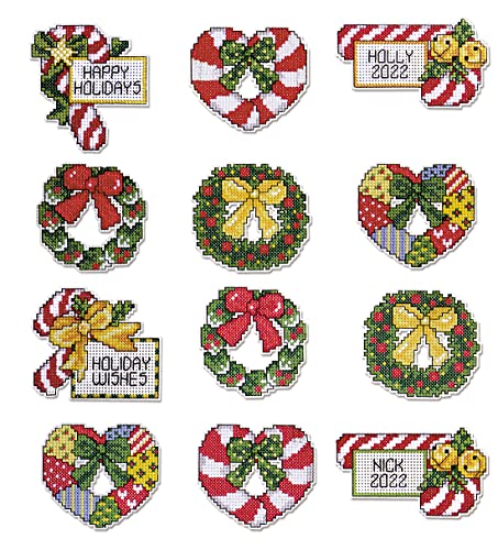Design Works Crafts Kreuzstich Stickpackung Weihnachtsbaum-Dekoration Zuckerstangen und Kränze 12er Set, Zählmuster Design Works Crafts Kreuzstich Stickpackung Weihnachtsbaum-Dekoration Zuckerstangen und Kränze 12er Set, Zählmuster von Design Works